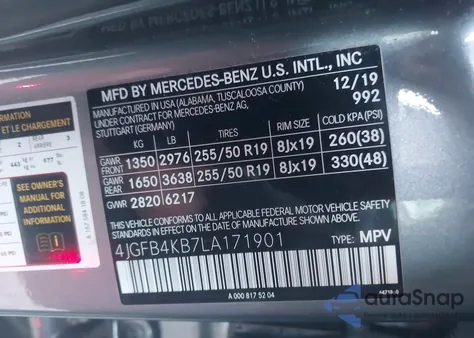 2020 Mercedes-Benz Gle 350 4Matic z USA, uszkodzony, nr VIN 4JGFB4KB7LA171901